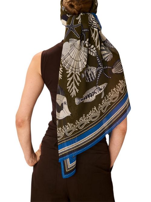 sciarpa donna 100x190 fantasia neptune militare Inoui Editions | SCARF100-NEPTUNEKHAKI